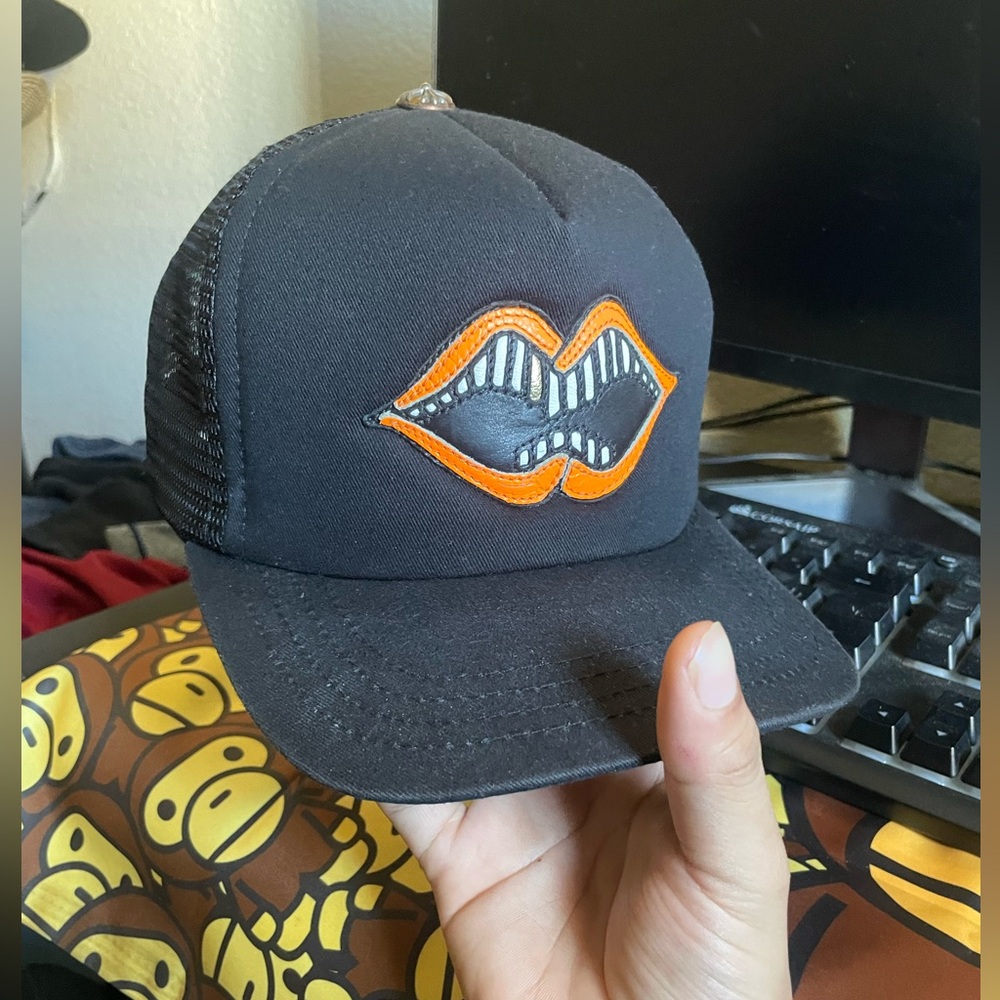 Rare Chrome hearts matty boy lips trucker hat  orange color way